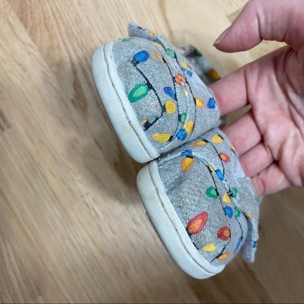 Toms Christmas Lights Loafers Sz 5 Toddler Alpargata Shoes Baby Gray